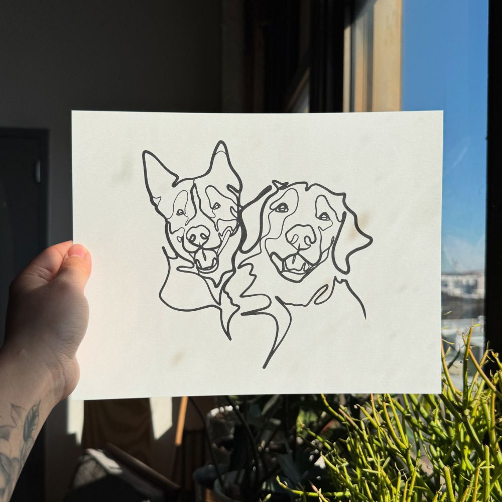 Two Pets Single-Line Custom Portrait