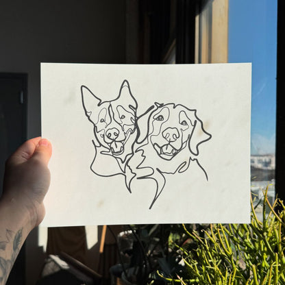 Two Pets Single-Line Custom Portrait
