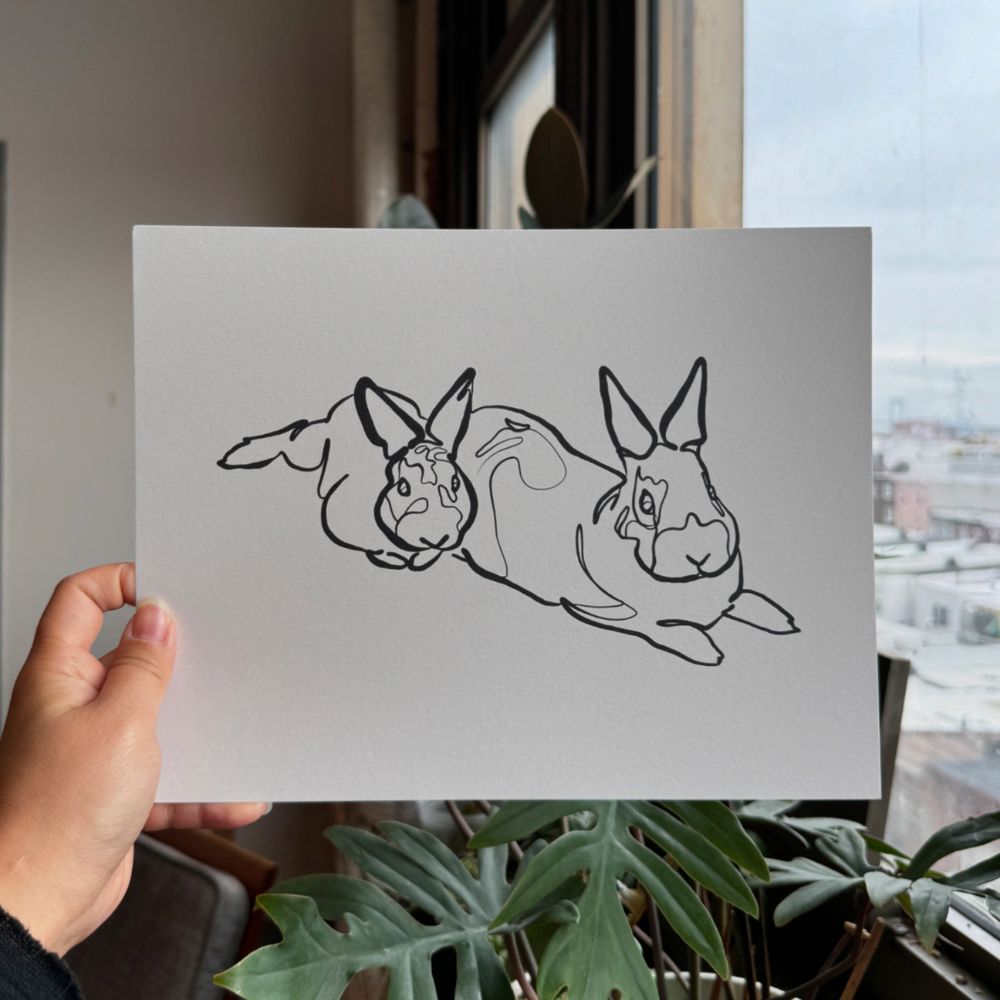 Two Pets Single-Line Custom Portrait