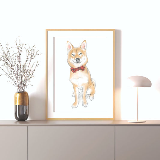 One Pet Color Sketch Style Custom Pet Portrait