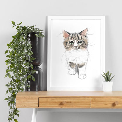 One Pet Color Sketch Style Custom Pet Portrait